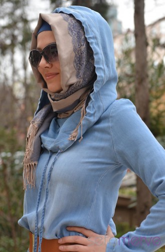 Ice Blue Hijab Dress 8702-01
