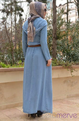 Ice Blue Hijab Dress 8702-01