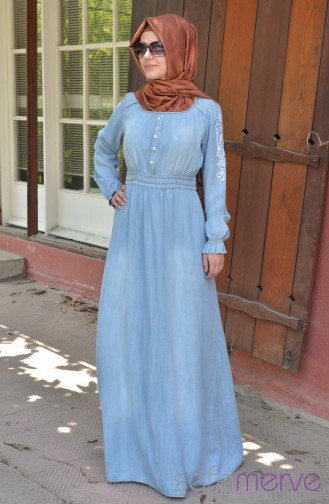 Yeni Sezon MYR Kot Elbise 9784-01 Buz Mavi