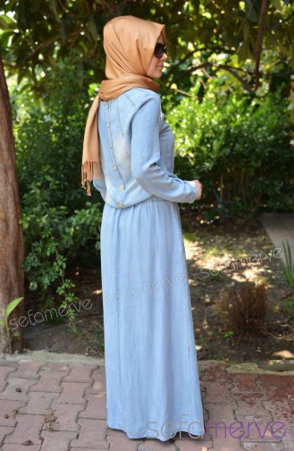 Yeni Sezon MYR Kot Elbise 9813-01 Buz Mavi
