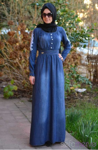 Yeni Sezon MYR Kot Elbise 9784-02 Mavi