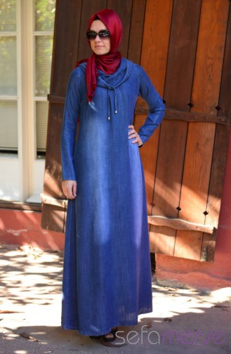 Yeni Sezon MYR Kot Elbise 9718-02 Mavi