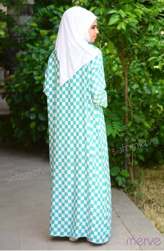 Şallı Pratik Namaz Elbisesi 8990-07 Yeşil