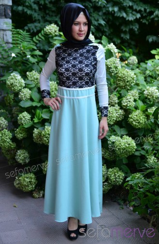 Minzengrün Hijab Kleider 2164-03
