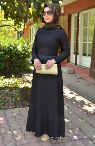 Neşe Elbise 2137-01 Siyah