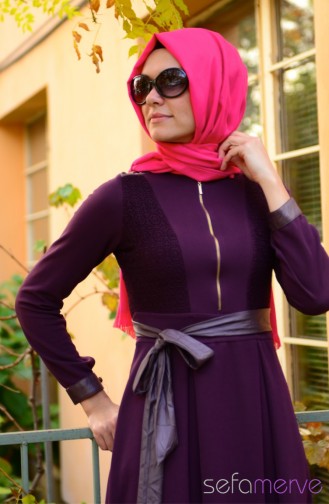 Flieder Hijab Kleider 2195-05