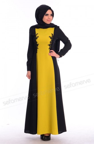 Robe Hijab Vert jaunâtre 6167-02