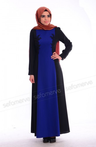 Saks-Blau Hijab Kleider 6167-01