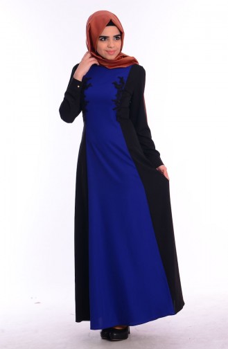 Saks-Blau Hijab Kleider 6167-01
