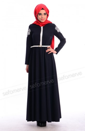 Hijab Dress LRN 1555-02 Navy 1555-02