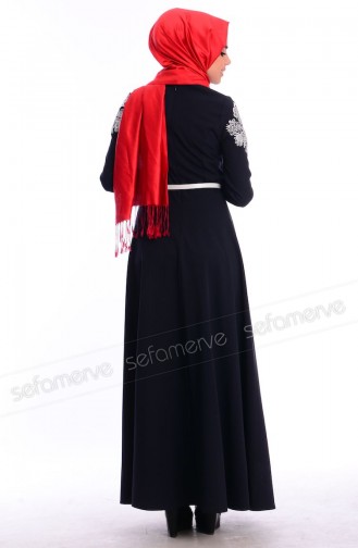 Hijab Dress LRN 1555-02 Navy 1555-02