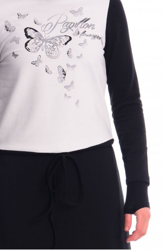 Minahill Hijab Sweatpants Dress 40212-01 Eccru-Black 40217-01