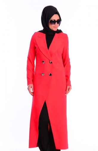 SUKRAN Buttoned Detailed Cape 35624-02 Coral 35624-02