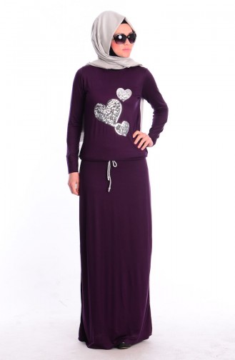 Hijab Dress 3864-05 Purple-Silver 3864-05