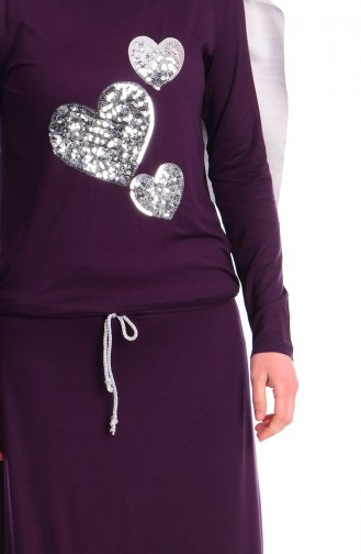 Hijab Dress 3864-05 Purple-Silver 3864-05