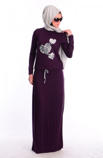 Hijab Dress 3864-05 Purple-Silver 3864-05