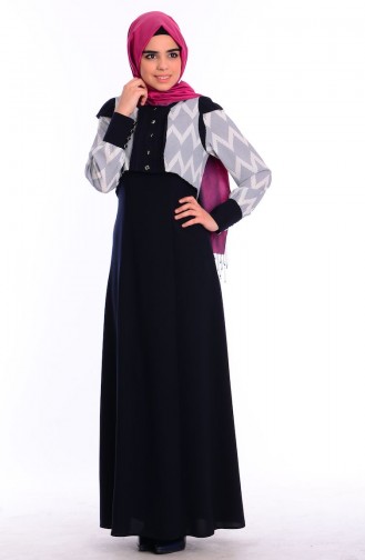 Dunkelblau Hijab Kleider 0452-01