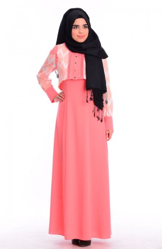Granat-Blumen Hijab Kleider 0452-02