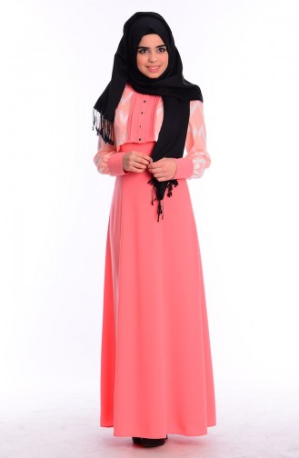 Granat-Blumen Hijab Kleider 0452-02