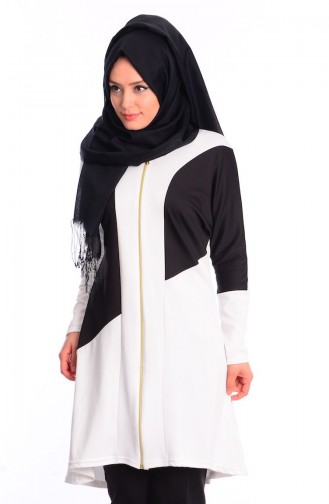 Tesettür Tunik 49007-01 Beyaz