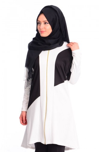 Tesettür Tunik 49007-01 Beyaz