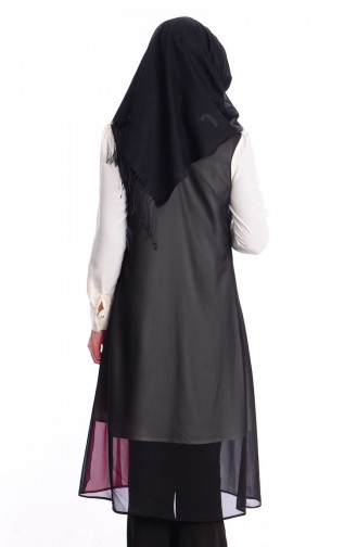 Modahanne Tesettür Tunik 0963-07 Siyah Fuşya