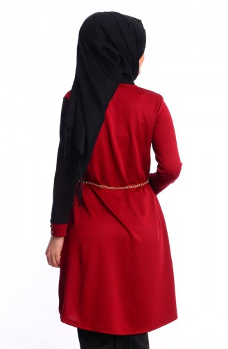 Tesettür Tunik 49009-08 Siyah Bordo