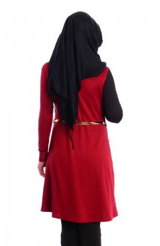 Tesettür Tunik 4910-06 Siyah Bordo