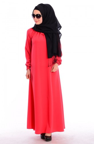 Coral Hijab Dress 8002-03