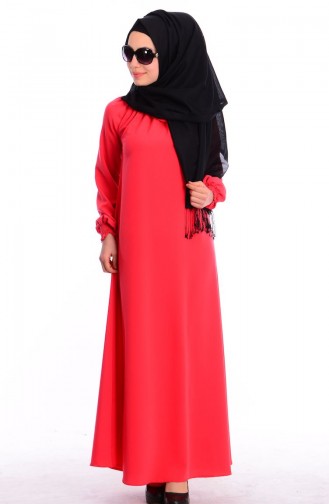 Coral Hijab Dress 8002-03