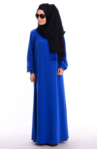 Saks-Blau Hijab Kleider 8002-05