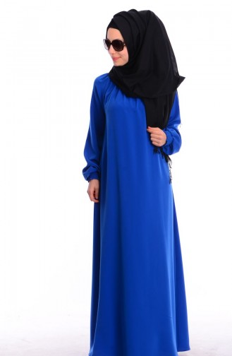 Saks-Blau Hijab Kleider 8002-05