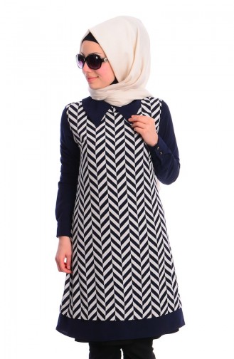 Tesettür Tunik Zernişan 4362-02 Lacivert