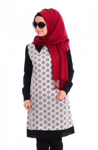 Tesettür Tunik Zernişan 4366-01 Beyaz