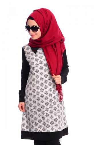Tesettür Tunik Zernişan 4366-01 Beyaz