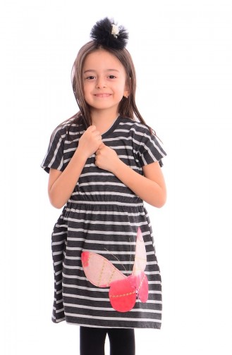 Kız Çocuk Elbise 26624-01 Siyah Beyaz