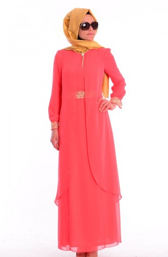 Hijab Kleid FY 52221-03 Granatapfel Blumen 52221-03