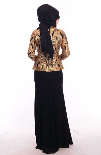 Gold Hijab Evening Dress 8003-01