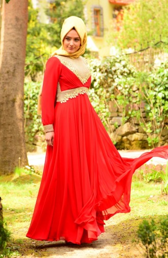 Red İslamitische Avondjurk 1349-02