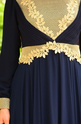 Navy Blue İslamitische Avondjurk 1349-03