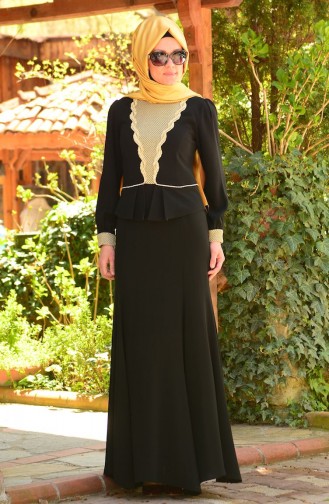Robe de Soirée Islamique 3111-05 Noir 3111-05