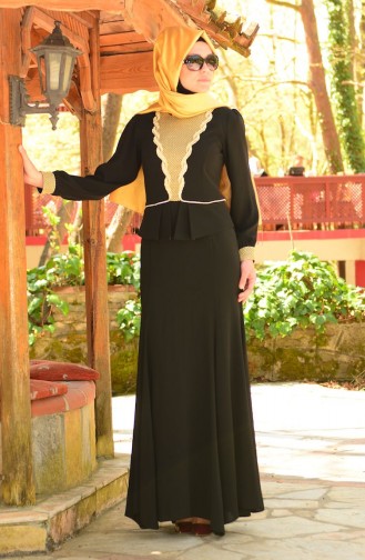 Robe de Soirée Islamique 3111-05 Noir 3111-05