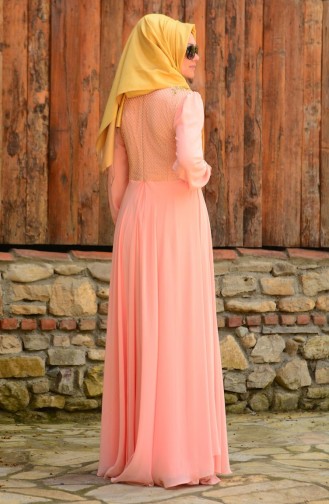 Salmon İslamitische Avondjurk 3124-01