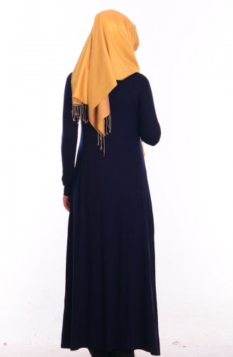 Navy Blue İslamitische Jurk 3888-01