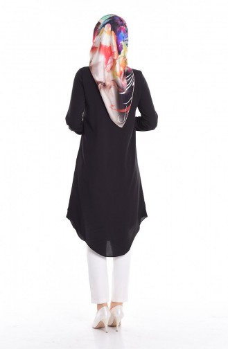 Uzun Krep Tunik 2310-04 Siyah