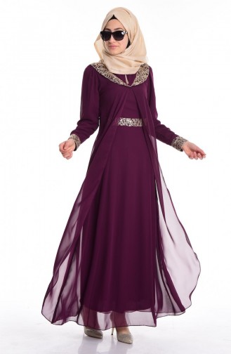 Zwetschge Hijab-Abendkleider 4039-01