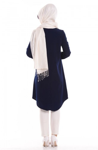 Uzun Krep Tunik 0814-04 Lacivert