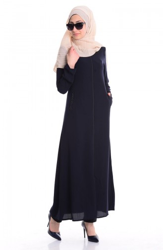 Abaya mit Glitzer 0452-02 Dunkelblau 0452-02