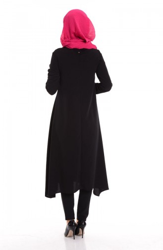 Uzun Krep Tunik 4019-03 Siyah