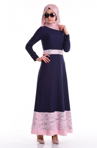 Rosa Hijab-Abendkleider 0156-05